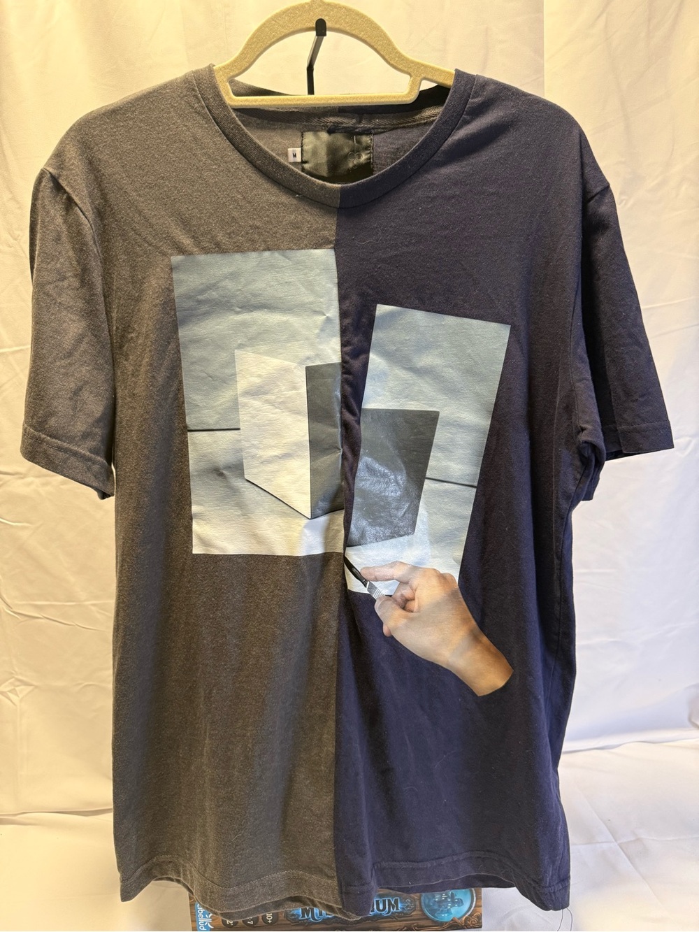 RE;CODE Men's Two-Tone Navy and Charcoal Graphic T-Shirt